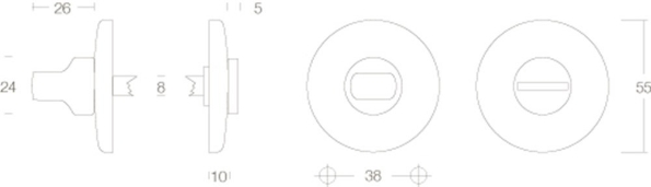 Afbeeldingen van INTERSTEEL Rozet met toilet-/badkamersluiting bol rond verdekt chroom 3163