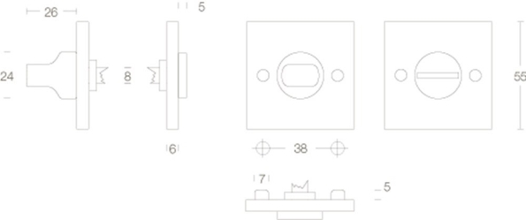 Afbeeldingen van INTERSTEEL Rozet vierkant met toilet-/badkamersluiting chroom 3184