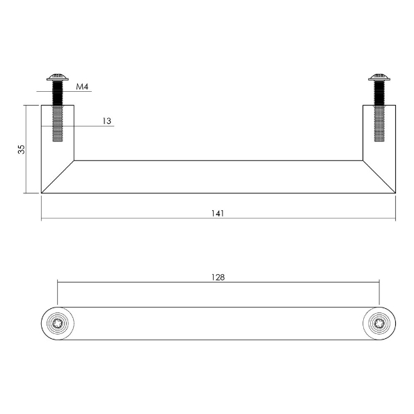 Afbeeldingen van INTERSTEEL Meubelgreep 128/140 mm rvs geborsteld 8926