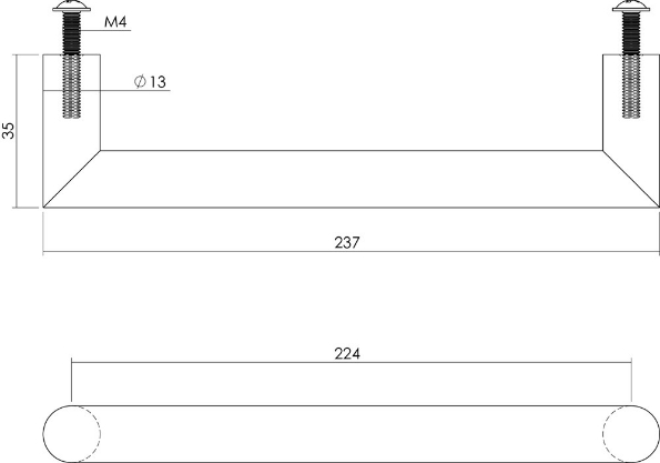 Afbeeldingen van INTERSTEEL Meubelgreep 224/237 mm rvs geborsteld 8926