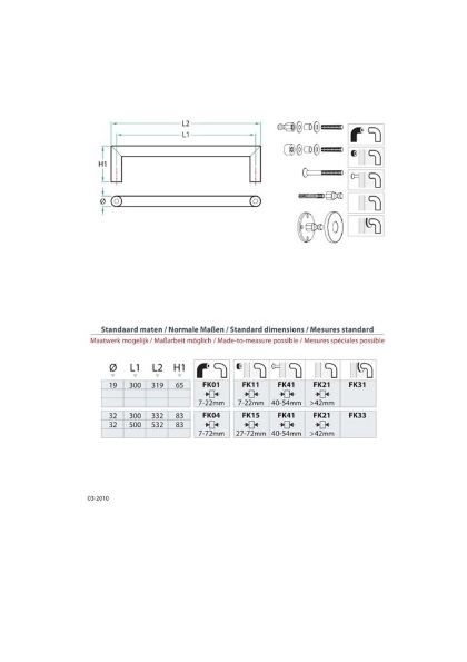 Afbeeldingen van Artitec Deurgreep rvs - Ø32 mm / 300 mm PH64