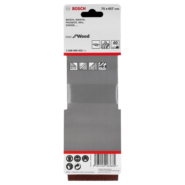 Afbeeldingen van Bosch 3-delige schuurbandset X450 40x305 k120