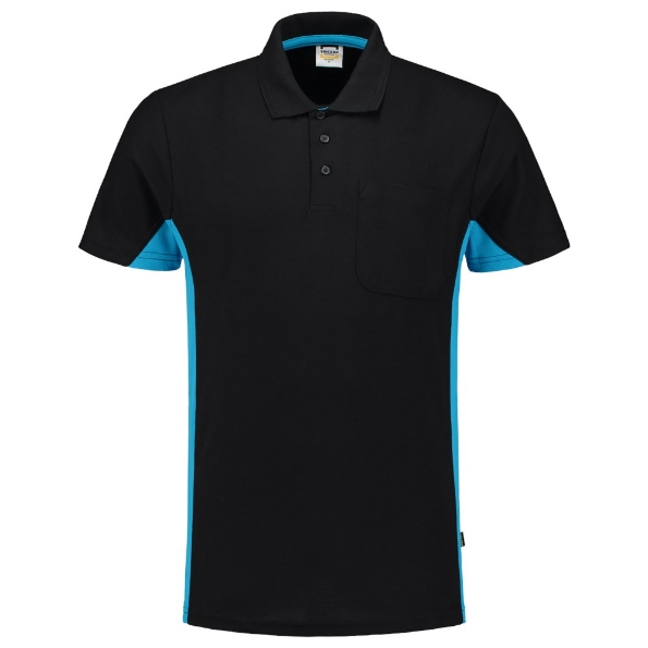 Afbeeldingen van TRICORP WORKWEAR Poloshirt Bicolor Borstzak 202002 Zwart/turquoise 5XL