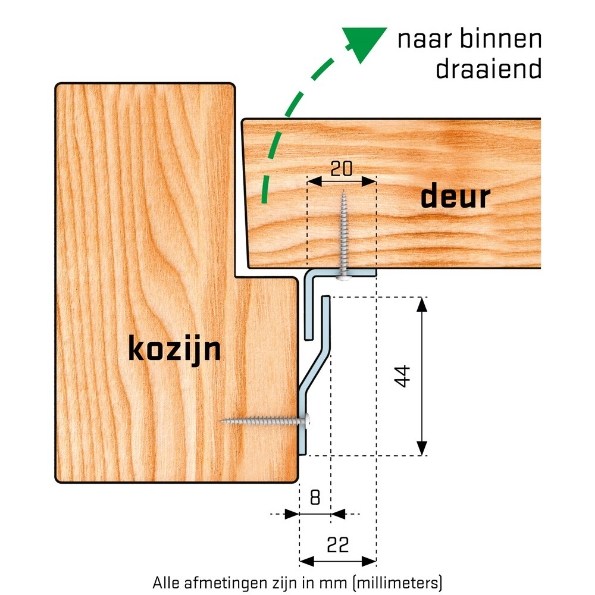 Afbeeldingen van SecuStrip Anti inbraakstrip binnendraaiend Basic, 2050 mm, t.b.v. box-, bergings- en schuurdeuren, wit, ral 9010