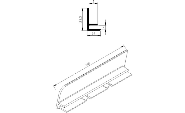 Afbeeldingen van AluArt Waterslagprofiel, kopschotjes 100mm