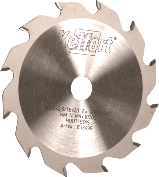 Afbeeldingen van Kelfort Cirkelzaagblad hard metaal, 150 x 2.5 mm, asgat 20 mm, 12 tanden, ws