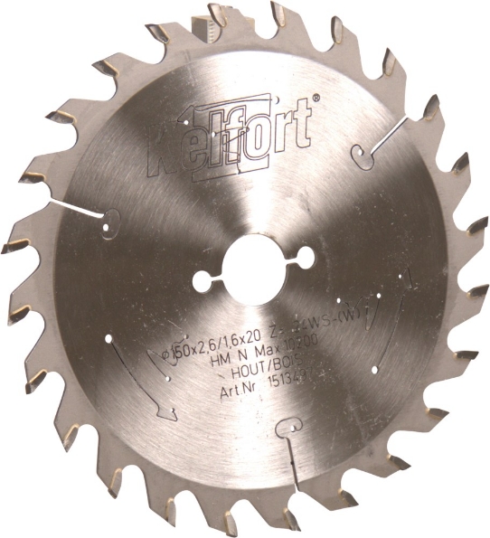 Afbeeldingen van Kelfort Cirkelzaagblad hard metaal, 150 x 2.6 mm, asgat 20 mm, 24 tanden, ws