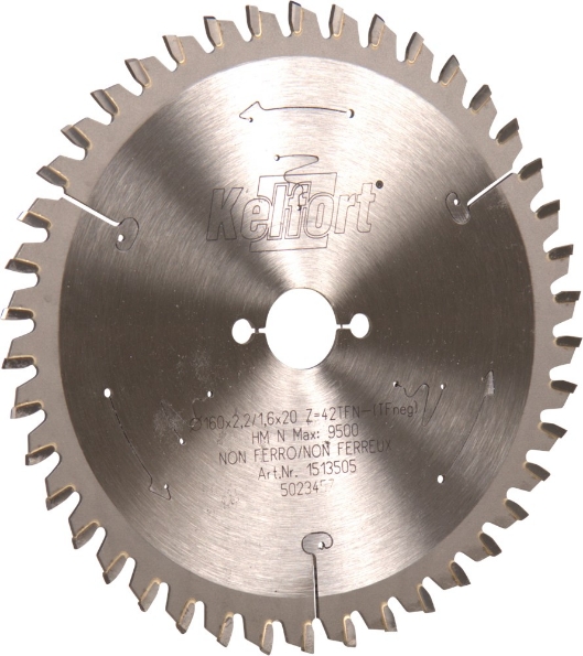 Afbeeldingen van Kelfort Cirkelzaagblad hard metaal, 160 x 2.2 mm, asgat 20 mm, 42 tanden, tfn-tf