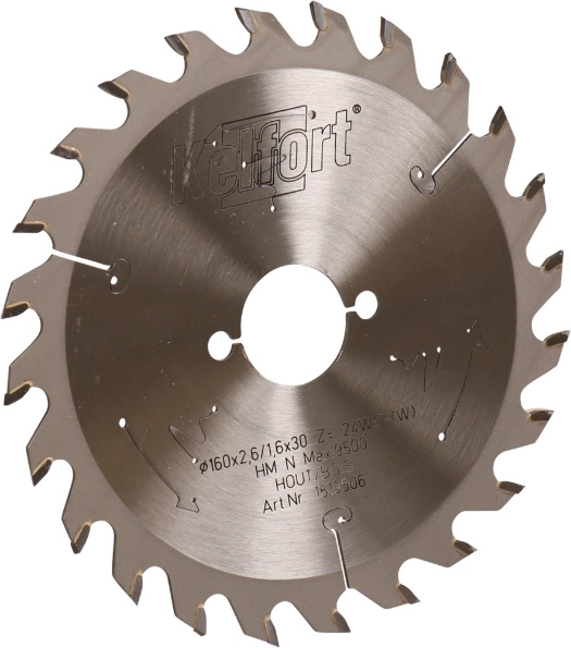 Afbeeldingen van Kelfort Cirkelzaagblad hard metaal, 160 x 2.6 mm, asgat 30 mm, 24 tanden, ws