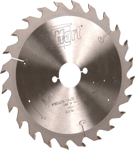 Afbeeldingen van Kelfort Cirkelzaagblad hard metaal, 180 x 2.6 mm, asgat 30 mm, 24 tanden, ws
