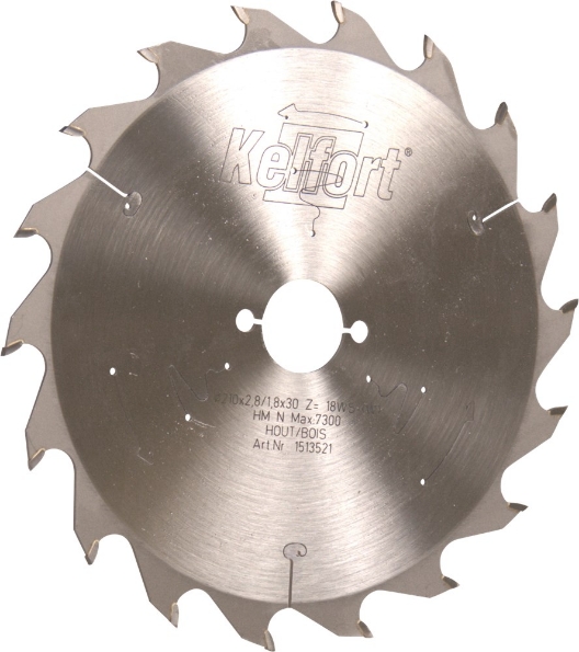 Afbeeldingen van Kelfort Cirkelzaagblad hard metaal, 210 x 2.8 mm, asgat 30 mm, 18 tanden, ws-f