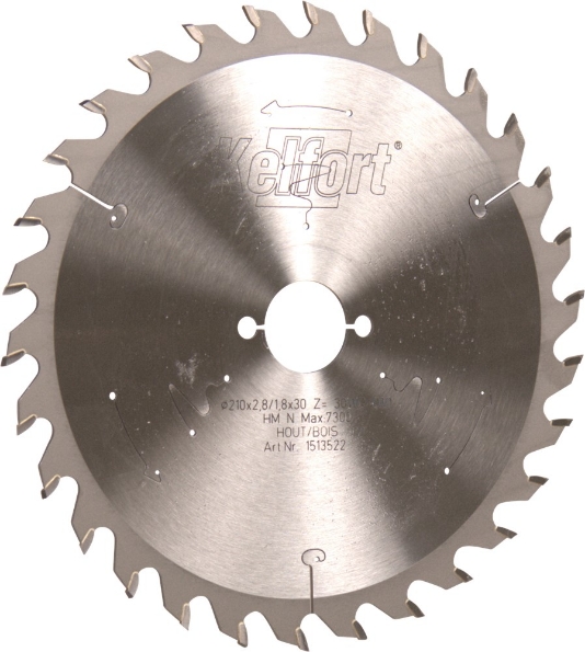Afbeeldingen van Kelfort Cirkelzaagblad hard metaal, 210 x 2.8 mm, asgat 30 mm, 30 tanden, ws-w