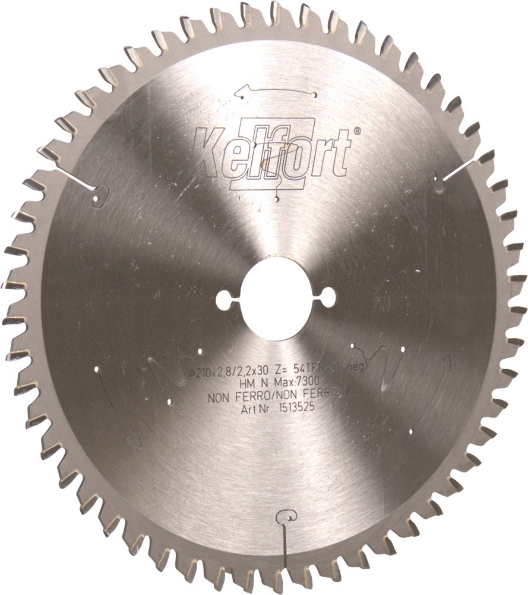 Afbeeldingen van Kelfort Cirkelzaagblad hard metaal, 210 x 2.8 mm, asgat 30 mm, 54 tanden, tf-tfneg