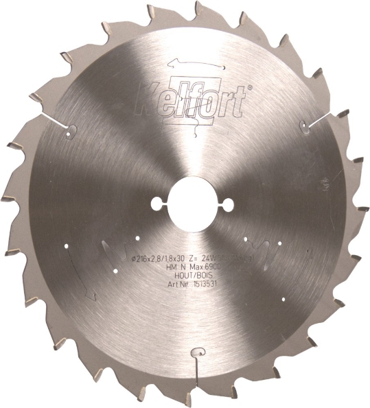 Afbeeldingen van Kelfort Cirkelzaagblad hard metaal, 216 x 2.8 mm, asgat 30 mm, 24 tanden, wsn-wneg