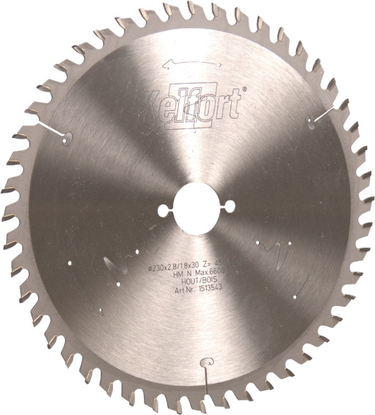 Afbeeldingen van Kelfort Cirkelzaagblad hard metaal, 230 x 2.8 mm, asgat 30 mm, 48 tanden, ws-w