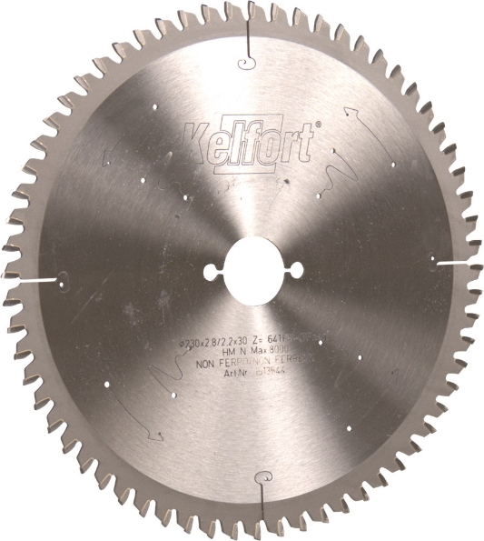 Afbeeldingen van Kelfort Cirkelzaagblad hard metaal, 230 x 2.8 mm, asgat 30 mm, 64 tanden, tf-tfneg