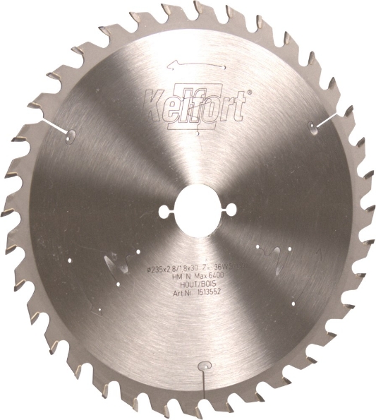 Afbeeldingen van Kelfort Cirkelzaagblad hard metaal, 235 x 2.8 mm, asgat 30 mm, 36 tanden, ws-w