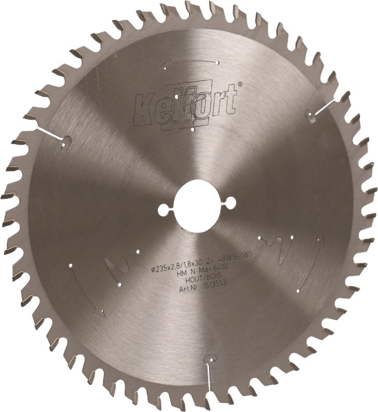 Afbeeldingen van Kelfort Cirkelzaagblad hard metaal, 235 x 2.8 mm, asgat 30 mm, 48 tanden, ws-w