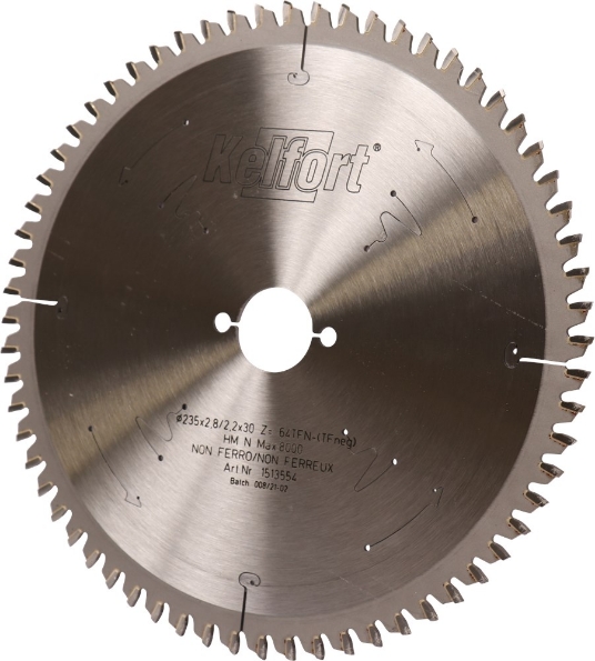 Afbeeldingen van Kelfort Cirkelzaagblad hard metaal, 235 x 2.8 mm, asgat 30 mm, 64 tanden, tfn-tfneg