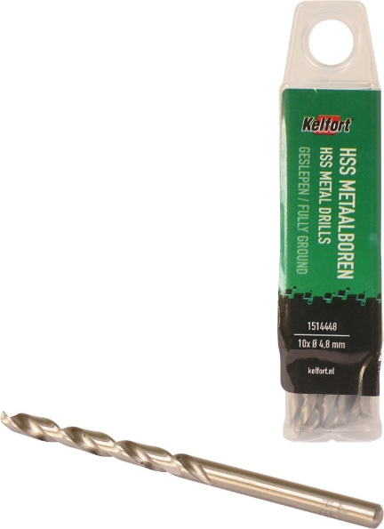 Afbeeldingen van Kelfort Metaalspiraalboor HSS, geslepen 4.9