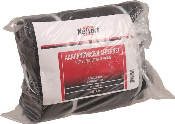 Afbeeldingen van Kelfort Aanhangernet  250 x 400 cm, fijnmazig, zwart met rood elastiek