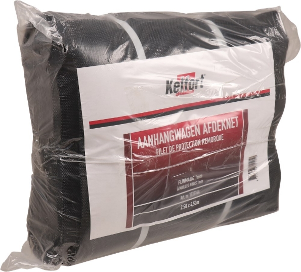 Afbeeldingen van Kelfort Aanhangernet 250 x 450 cm, fijnmazig, zwart met rood elastiek