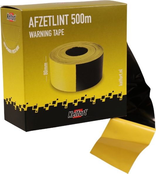 Afbeeldingen van Kelfort Afzetlint zwart/geel 80mm x 500 meter