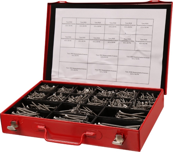 Afbeeldingen van Kelfort Assortimentskist spaanplaatschroef rvs