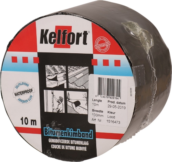 Afbeeldingen van Kelfort bitumenkimband 100 mm 10 meter lood kleur