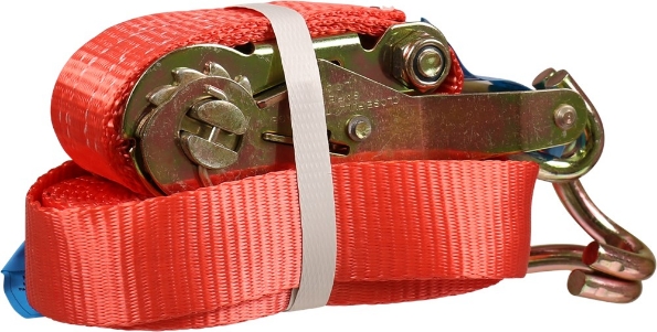 Afbeeldingen van Kelfort Spanband 35 mm 5 meter breeksterkte 3000 kilo ratel met haken rood