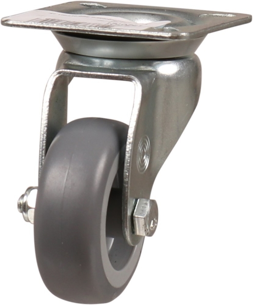 Afbeeldingen van Kelfort Zwenkwiel 50 mm met glijlager met bevestigingsplaat grijs rubber gegalvaniseerd verzinkt