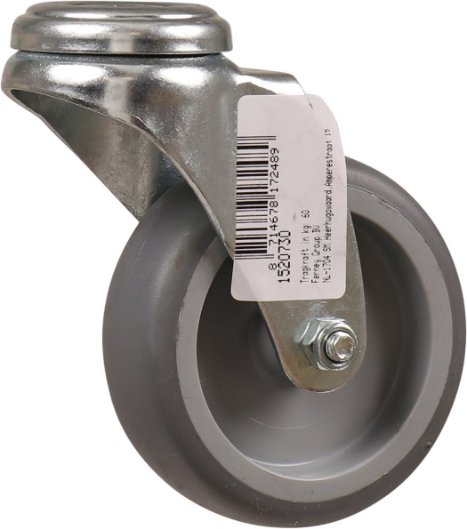 Afbeeldingen van Kelfort Zwenkwiel 75 mm met glijlager met boutgat grijs rubber gegalvaniseerd verzinkt