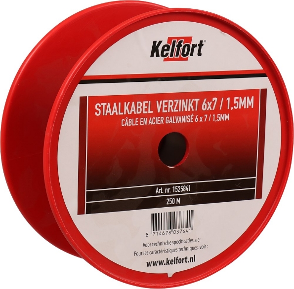 Afbeeldingen van Kelfort Staaldraadkabel Elektrolytisch verzinkt 6x7 1,5mm