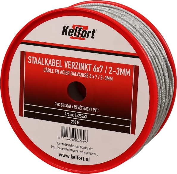 Afbeeldingen van Kelfort Staaldraadkabel Elektrolytisch verzinkt, met pvc coating 6x7 2-3mm