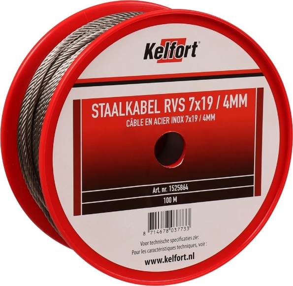 Afbeeldingen van Kelfort Staaldraadkabel Rvs AISI 304 (A2) 7x194mm