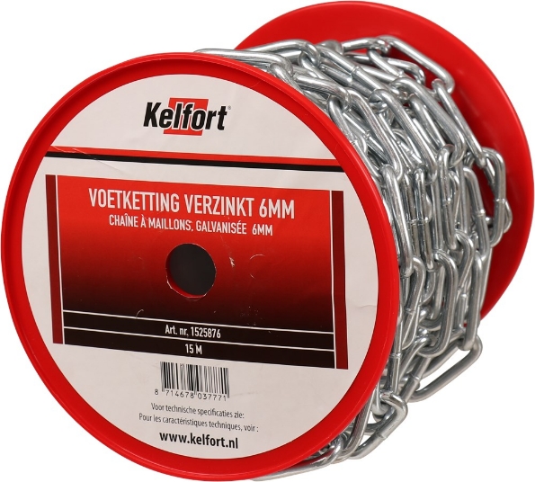 Afbeeldingen van Kelfort Voetketting Elektrolytisch verzinkt, met lange rechte schakel 6mm