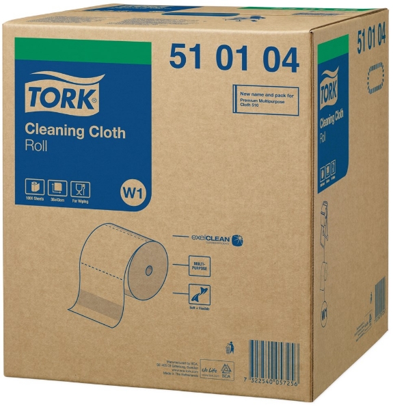 Afbeeldingen van Tork Cleaning Rol Reinigingsdoek 510 1-Laags wit