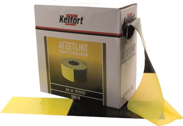 Afbeeldingen van Kelfort Afzetlint zwart/geel 80mm x 500 meter