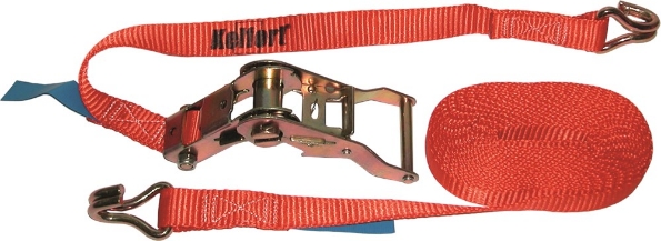 Afbeeldingen van Kelfort Spanband 25 mm 5 meter breeksterkte 1500 kilo ratel met haken rood