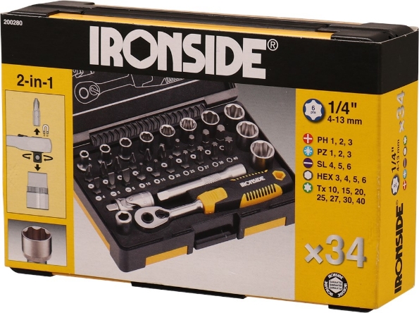 Afbeeldingen van Ironside Doppen-/bitset 1/4" 34 delig