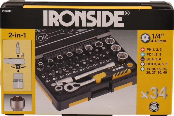 Afbeeldingen van Ironside Doppen-/bitset 1/4" 34 delig