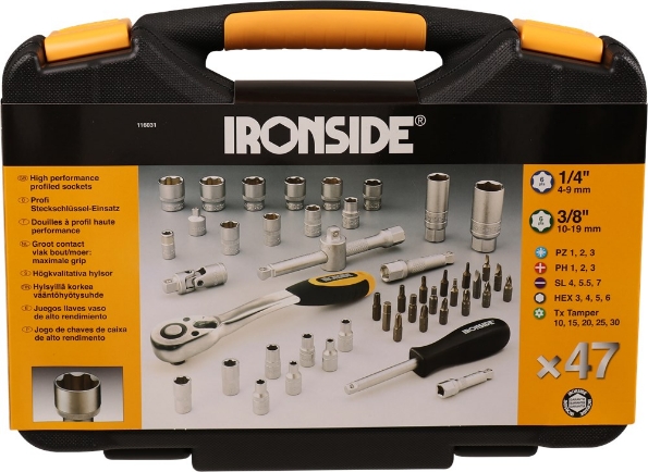 Afbeeldingen van Ironside Doppen-/bitset 1/4" + 3/8" 47 delig