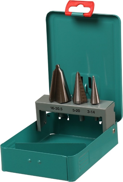 Afbeeldingen van Kelfort Plaatborenset conisch HSS cilindrisch 3-30mm 3 dlg