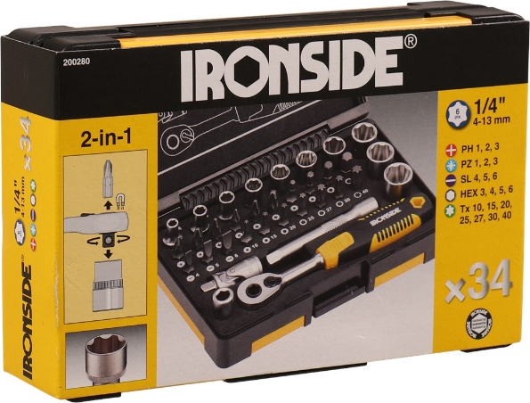 Afbeeldingen van Ironside Doppen-/bitset 1/4" 34 delig