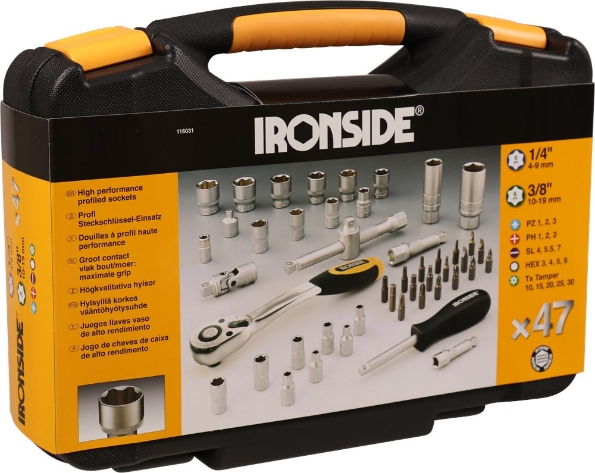 Afbeeldingen van Ironside Doppen-/bitset 1/4" + 3/8" 47 delig