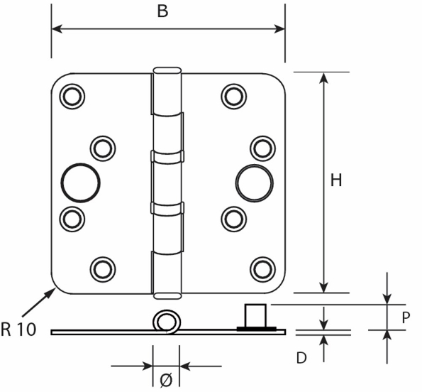 Afbeeldingen van DX Veilgiheid Kogellagerscharnier  gegalvaniseerd 89x89x2.4mm, afgeronde hoeken, skg3