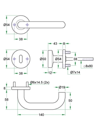 Afbeeldingen van Oxloc Deurkruk D-model met rozet op stalen ondercontructie COEVORDEN rvs