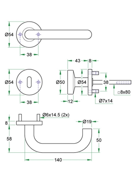 Afbeeldingen van Oxloc Deurkruk D-model met rozet op stalen ondercontructie COEVORDEN rvs