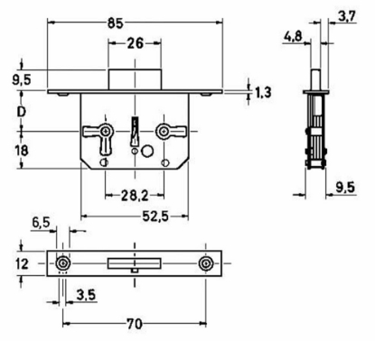 Afbeeldingen van JuNie® Meubelslot insteek 0665 30mm