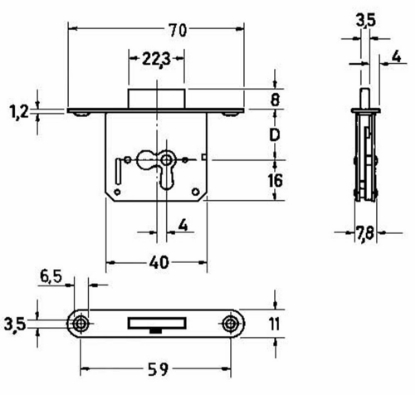 Afbeeldingen van JuNie® Meubelslot insteek 1732 30mm ls